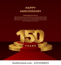 Vector template for 150th anniversary celebration with stage concept and golden numbers, Vector template design