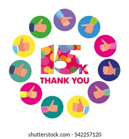 Vector template 15K Thanks subscribers greetings colorful figures Like