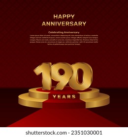 Vector template for 190th anniversary celebration with stage concept and golden numbers, Vector template design