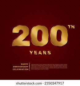 Vector template for a 200 year anniversary celebration with a golden pattern number concept. Vector template design