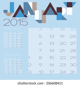 Vector template for 2015 Calendar Design: decemder, january,february