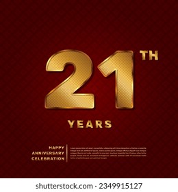 Vector template for a 21 year anniversary celebration with a golden pattern number concept. Vector template design