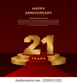 Vector template for 21th anniversary celebration with stage concept and golden numbers, Vector template design