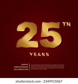 Vector template for a 25 year anniversary celebration with a golden pattern number concept. Vector template design