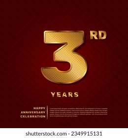 Vector template for a 3 year anniversary celebration with a golden pattern number concept. Vector template design