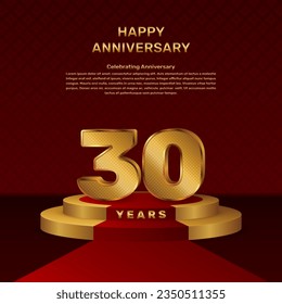 Vector template for 30th anniversary celebration with stage concept and golden numbers, Vector template design