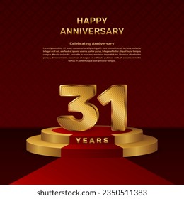 Vector template for 31th anniversary celebration with stage concept and golden numbers, Vector template design