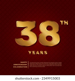 Vector template for a 38 year anniversary celebration with a golden pattern number concept. Vector template design