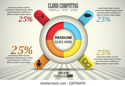 vector template 3d of 4 pieces / cloud computing / element infographic