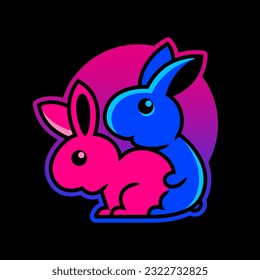 Vector template of 3D rabbit ears on an isolated background. Voluminous white ears of the Easter Bunny. Funny cartoon illustration for greeting card, banner