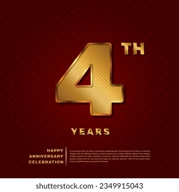 Vector template for a 4 year anniversary celebration with a golden pattern number concept. Vector template design