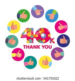 Vector template 40K Thanks subscribers greetings colorful figures Like