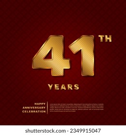 Vector template for a 41 year anniversary celebration with a golden pattern number concept. Vector template design