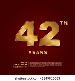 Plantilla de vectores para una celebración de 42 años con un concepto de número de patrón dorado. Diseño de plantillas de vector