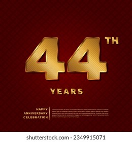 Vector template for a 44 year anniversary celebration with a golden pattern number concept. Vector template design