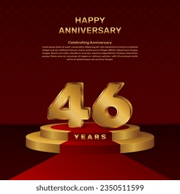 Vector template for 46th anniversary celebration with stage concept and golden numbers, Vector template design