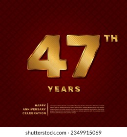 Vector template for a 47 year anniversary celebration with a golden pattern number concept. Vector template design