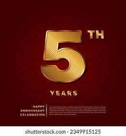 Vector template for a 5 year anniversary celebration with a golden pattern number concept. Vector template design