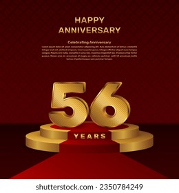 Vector template for 56th anniversary celebration with stage concept and golden numbers, Vector template design