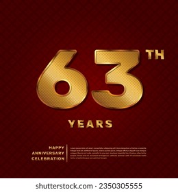 Vector template for a 63 year anniversary celebration with a golden pattern number concept. Vector template design