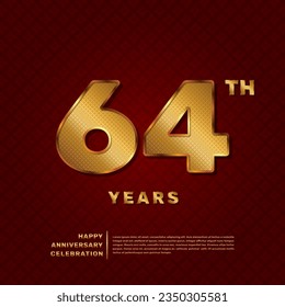 Vector template for a 64 year anniversary celebration with a golden pattern number concept. Vector template design