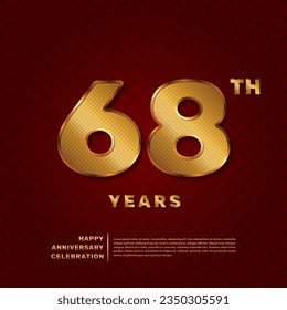 Vector template for a 68 year anniversary celebration with a golden pattern number concept. Vector template design
