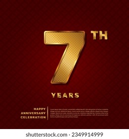 Plantilla de vectores para una celebración de 7 años con un concepto de número de patrón dorado. Diseño de plantillas de vector