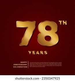 Vector template for a 78 year anniversary celebration with a golden pattern number concept. Vector template design