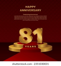 Vector template for 81th anniversary celebration with stage concept and golden numbers, Vector template design