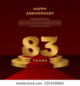 Vector template for 83th anniversary celebration with stage concept and golden numbers, Vector template design