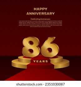 Vector template for 86th anniversary celebration with stage concept and golden numbers, Vector template design