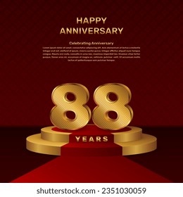 Vector template for 88th anniversary celebration with stage concept and golden numbers, Vector template design
