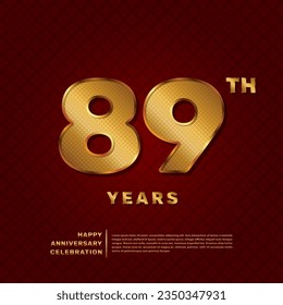 Plantilla de vectores para una celebración de 89 años con un concepto de número de patrón dorado. Diseño de plantillas de vector