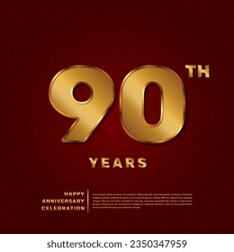 Plantilla de vectores para una celebración de 90 años con un concepto de número de patrón dorado. Diseño de plantillas de vector