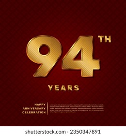 Vector template for a 94 year anniversary celebration with a golden pattern number concept. Vector template design