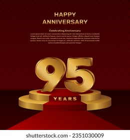 Vector template for 95th anniversary celebration with stage concept and golden numbers, Vector template design svg
