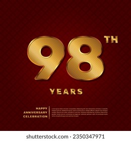 Vector template for a 98 year anniversary celebration with a golden pattern number concept. Vector template design