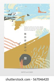 vector template with abstract authentic neo-grunge style composition, hand drawn textures and design elements