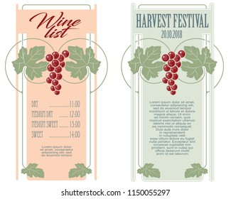 Vector template. Advertisements, flyer, web, wedding  and other invitations or greeting cards. Wine festival
