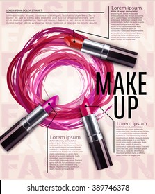 Vektorillustration-Vorlage für Werbegeschmack und Lippenstift