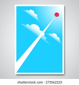 Vector template of advertising poster of summer vacation with para sailing and sky