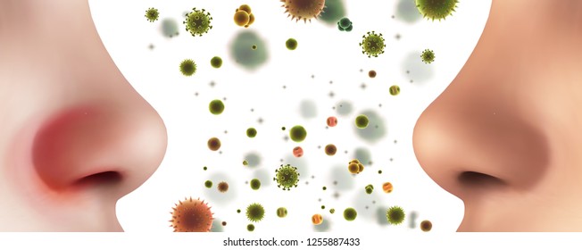 Vector template for advertising protecting the respiratory tract and nose from allergies and diseases, viruses and bacteria, dust and dirt.