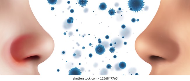 Vector template for advertising protecting the respiratory tract and nose from allergies and diseases, viruses and bacteria, dust and dirt.