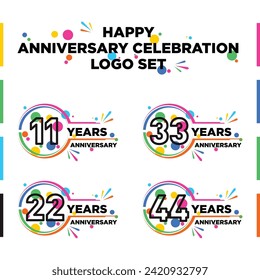 conjunto de logotipo de celebración del aniversario de la plantilla vectorial 