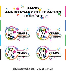 Vektorgrafik-Logo-Set für Jubiläumsfeiern 