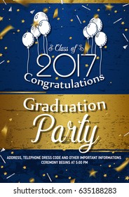 Vector Template Of Announcement Or Invitation To Graduation Ceremony Or Party.