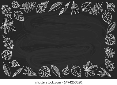 Vector template with autumn leaves. Hand drawn illustration for banners, labels, advertising and any kind of fall promotions. 