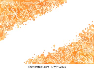 Vector template with autumn leaves. Hand drawn colorful illustration for banners, labels, advertising and any kind of fall promotions. 