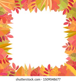 Vector template with autumn leaves. Hand drawn colorful illustration for banners, labels, advertising and any kind of fall promotions. 
