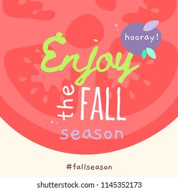 Vector template of Autumn Season banner design with big tomato as a background. Square format. 
